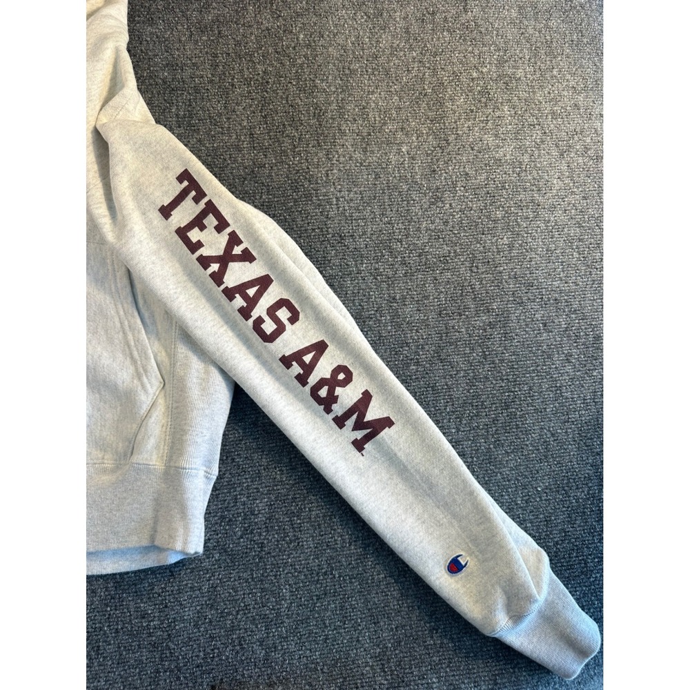 Champion Reverse Weave Texas A&M Hoodie Gray Maroon Small NCAA Aggies Sweatshirt - Picture 4 of 8